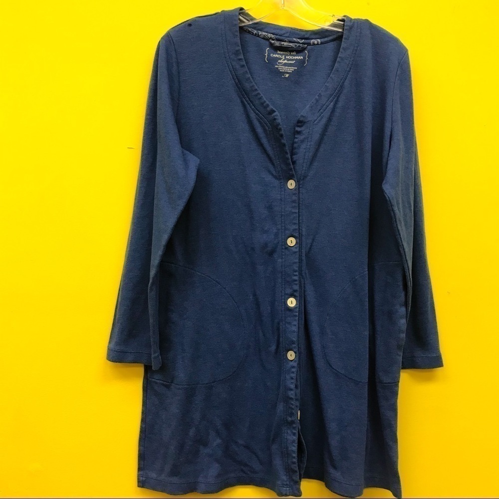 Carole Hochman blue Button Front Sleep Shirt medium women’s top